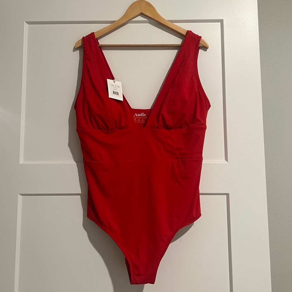 Andie Plus Size Swimwear | Red One Piece Plunge Bathing Suit XXL
